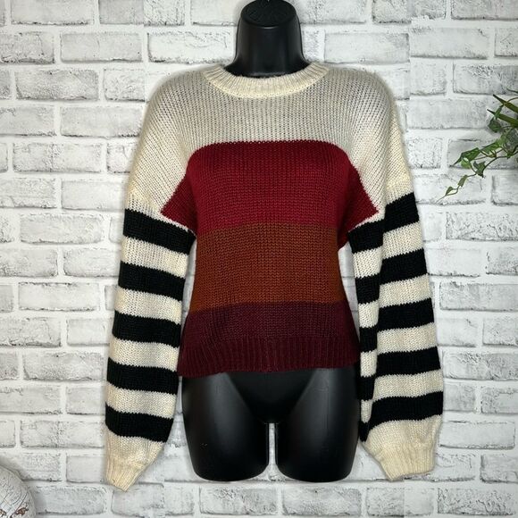 True Craft Color Block Striped Pullover Sweater Size Medium - Picture 1 of 5